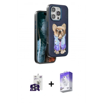 MARSİLYAN™- iPhone 16 Pro Max Kılıf İz Minimal Koleksiyonu - Siyah Bilvis 5in1 3D Magic Cam Ekran Koruyucu + Bilvis Titan Kamera Lens - TMGI
