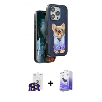 MARSİLYAN™- iPhone 16 Pro Max Kılıf İz Minimal Koleksiyonu - Siyah Bilvis 5in1 5D Magic Hayalet Cam Ekran Koruyucu + Bilvis Titan Kamera Lens - SH
