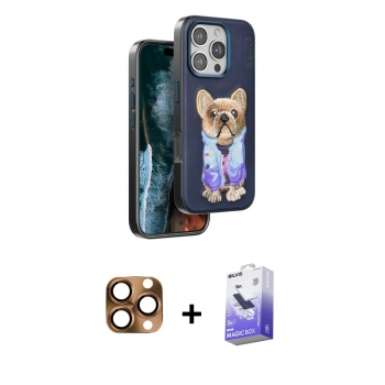 MARSİLYAN™- iPhone 16 Pro Max Kılıf İz Minimal Koleksiyonu - Siyah Bilvis 5in1 5D Magic Hayalet Cam Ekran Koruyucu + Pers Alüminyum Kamera Lens - CLTM