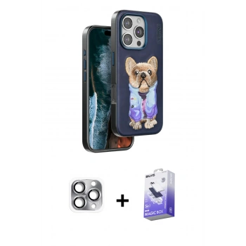 MARSİLYAN™- iPhone 16 Pro Max Kılıf İz Minimal Koleksiyonu - Siyah Bilvis 5in1 5D Magic Hayalet Cam Ekran Koruyucu + Pers Alüminyum Kamera Lens - GI