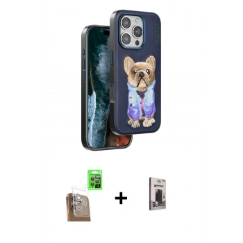 MARSİLYAN™- iPhone 16 Pro Max Kılıf İz Minimal Koleksiyonu - Siyah Bilvis Hayalet Cam Ekran Koruyucu + Raze Metal Kamera Lens - CLTM