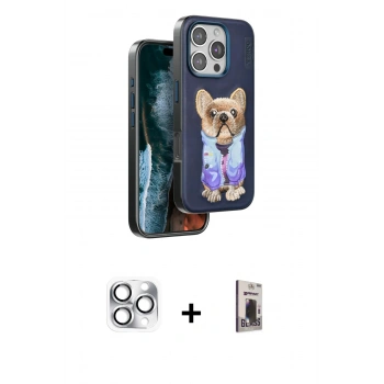MARSİLYAN™- iPhone 16 Pro Max Kılıf İz Minimal Koleksiyonu - Siyah Bilvis Hayalet Cam Ekran Koruyucu + Pers Alüminyum Kamera Lens - GS