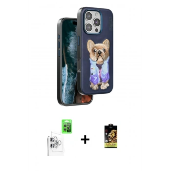 MARSİLYAN™- iPhone 16 Pro Max Kılıf İz Minimal Koleksiyonu - Siyah Buffer Cam Ekran Koruyucu + Raze Metal Kamera Lens - BZ