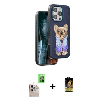 MARSİLYAN™- iPhone 16 Pro Max Kılıf İz Minimal Koleksiyonu - Siyah Buffer Cam Ekran Koruyucu + Raze Metal Kamera Lens - NLGY