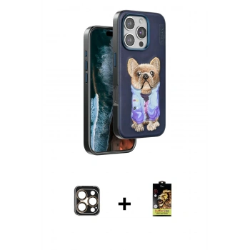 MARSİLYAN™- iPhone 16 Pro Max Kılıf İz Minimal Koleksiyonu - Siyah Buffer Cam Ekran Koruyucu + PVD Metal Kamera Lens - GD