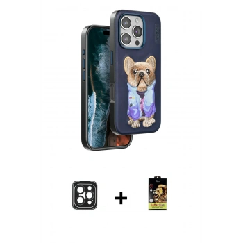 MARSİLYAN™- iPhone 16 Pro Max Kılıf İz Minimal Koleksiyonu - Siyah Buffer Cam Ekran Koruyucu + PVD Metal Kamera Lens - SH