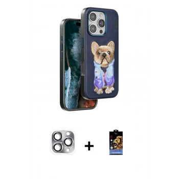MARSİLYAN™- iPhone 16 Pro Max Kılıf İz Minimal Koleksiyonu - Siyah Buffer Hayalet Cam Ekran Koruyucu + Pers Alüminyum Kamera Lens - GI
