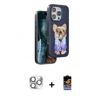 MARSİLYAN™- iPhone 16 Pro Max Kılıf İz Minimal Koleksiyonu - Siyah Buffer Hayalet Cam Ekran Koruyucu + Pers Alüminyum Kamera Lens - GS