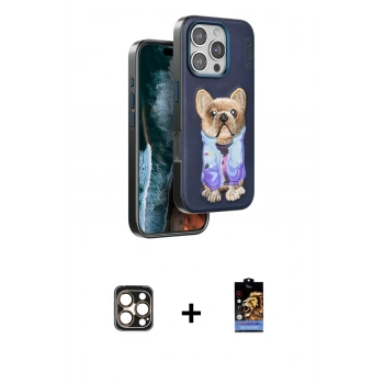 MARSİLYAN™- iPhone 16 Pro Max Kılıf İz Minimal Koleksiyonu - Siyah Buffer Hayalet Cam Ekran Koruyucu + PVD Metal Kamera Lens - GD