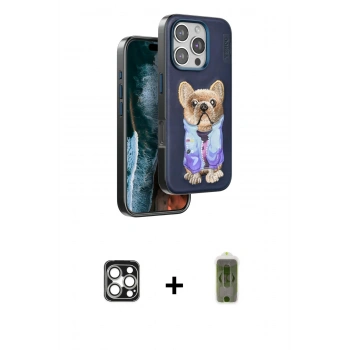 MARSİLYAN™- iPhone 16 Pro Max Kılıf İz Minimal Koleksiyonu - Siyah Joko Magic 5D Hayalet Cam + PVD Metal Kamera Lens - GS