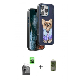 MARSİLYAN™- iPhone 16 Pro Max Kılıf İz Minimal Koleksiyonu - Siyah Joko Magic 5D Hayalet Cam + Raze Metal Kamera Lens - SH