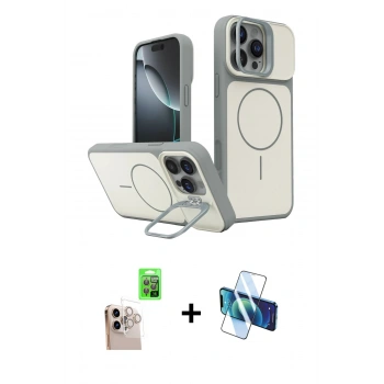MARSİLYAN™- iPhone 16 Pro Max Kılıf İz Modern Prime - Siyah 3D Antistatik Cam Ekran Koruyucu + Raze Metal Kamera Lens - NLGY