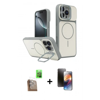 MARSİLYAN™- iPhone 16 Pro Max Kılıf İz Modern Prime - Siyah 3D Antistatik Mat Seramik Nano Ekran Koruyucu + Raze Metal Kamera Lens - CLTM