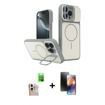 MARSİLYAN™- iPhone 16 Pro Max Kılıf İz Modern Prime - Siyah 3D Antistatik Mat Seramik Nano Ekran Koruyucu + Raze Metal Kamera Lens - NLGY