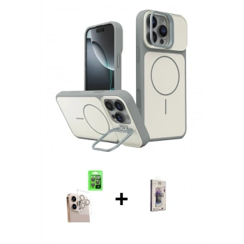MARSİLYAN™- iPhone 16 Pro Max Kılıf İz Modern Prime - Siyah Bilvis 3D Cam Ekran Koruyucu + Raze Metal Kamera Lens - NLGY