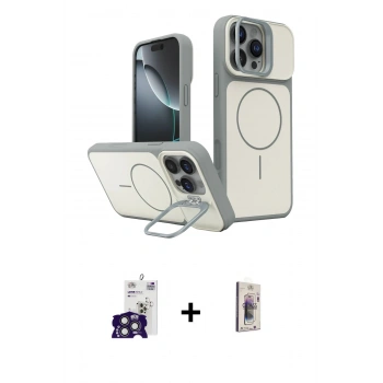 MARSİLYAN™- iPhone 16 Pro Max Kılıf İz Modern Prime - Siyah Bilvis 3D Cam Ekran Koruyucu + Bilvis Titan Kamera Lens - TMGI