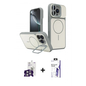 MARSİLYAN™- iPhone 16 Pro Max Kılıf İz Modern Prime - Siyah Bilvis 3X AR HD Cam Ekran Koruyucu + Bilvis Titan Kamera Lens - GS