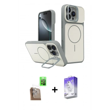 MARSİLYAN™- iPhone 16 Pro Max Kılıf İz Modern Prime - Siyah Bilvis 5in1 3D Magic Cam Ekran Koruyucu + Raze Metal Kamera Lens - CLTM