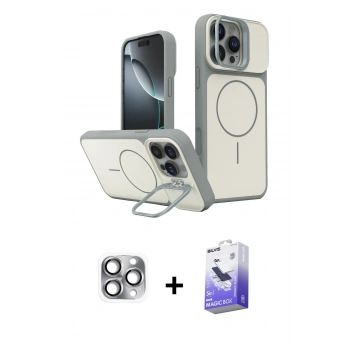 MARSİLYAN™- iPhone 16 Pro Max Kılıf İz Modern Prime - Siyah Bilvis 5in1 5D Magic Hayalet Cam Ekran Koruyucu + Pers Alüminyum Kamera Lens - GI
