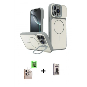 MARSİLYAN™- iPhone 16 Pro Max Kılıf İz Modern Prime - Siyah Bilvis Hayalet Cam Ekran Koruyucu + Raze Metal Kamera Lens - NLGY