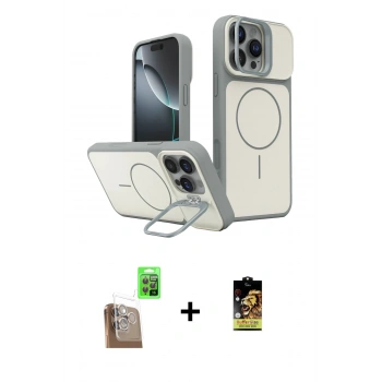 MARSİLYAN™- iPhone 16 Pro Max Kılıf İz Modern Prime - Siyah Buffer Cam Ekran Koruyucu + Raze Metal Kamera Lens - CLTM