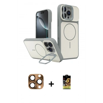 MARSİLYAN™- iPhone 16 Pro Max Kılıf İz Modern Prime - Siyah Buffer Cam Ekran Koruyucu + Pers Alüminyum Kamera Lens - CLTM