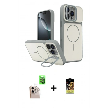 MARSİLYAN™- iPhone 16 Pro Max Kılıf İz Modern Prime - Siyah Buffer Cam Ekran Koruyucu + Raze Metal Kamera Lens - NLGY