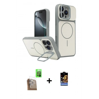 MARSİLYAN™- iPhone 16 Pro Max Kılıf İz Modern Prime - Siyah Buffer Hayalet Cam Ekran Koruyucu + Raze Metal Kamera Lens - CLTM