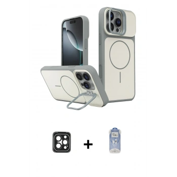 MARSİLYAN™- iPhone 16 Pro Max Kılıf İz Modern Prime - Siyah Joko Magic 5D Cam + PVD Metal Kamera Lens - SH