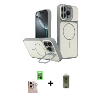 MARSİLYAN™- iPhone 16 Pro Max Kılıf İz Modern Prime - Siyah Joko Magic 5D Hayalet Cam + Raze Metal Kamera Lens - NLGY