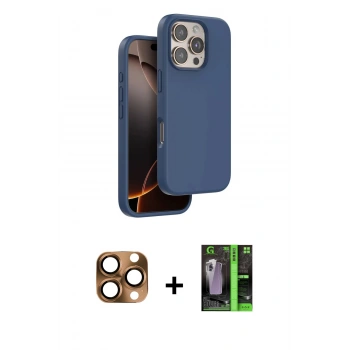 MARSİLYAN™- iPhone 16 Pro Max Kılıf Kıvılcım Çizgi Serisi - Şeffaf 360 Full Body Arka Koruyucu + Pers Alüminyum Kamera Lens - CLTM