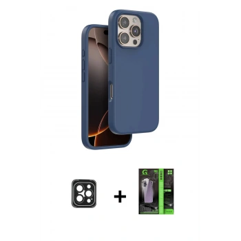 MARSİLYAN™- iPhone 16 Pro Max Kılıf Kıvılcım Çizgi Serisi - Şeffaf 360 Full Body Arka Koruyucu + PVD Metal Kamera Lens - SH