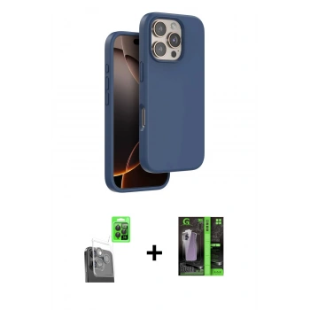 MARSİLYAN™- iPhone 16 Pro Max Kılıf Kıvılcım Çizgi Serisi - Şeffaf 360 Full Body Arka Koruyucu + Raze Metal Kamera Lens - SH