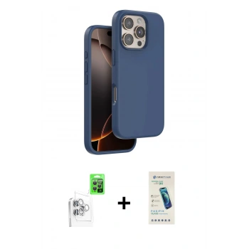 MARSİLYAN™- iPhone 16 Pro Max Kılıf Kıvılcım Çizgi Serisi - Şeffaf Pasifik Cam Ekran Koruyucu + Raze Metal Kamera Lens - BZ
