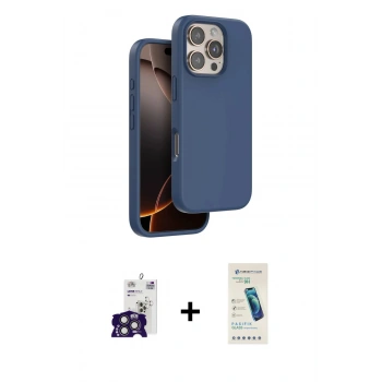 MARSİLYAN™- iPhone 16 Pro Max Kılıf Kıvılcım Çizgi Serisi - Şeffaf Pasifik Cam Ekran Koruyucu + Bilvis Titan Kamera Lens - TMGI