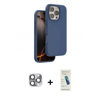 MARSİLYAN™- iPhone 16 Pro Max Kılıf Kıvılcım Çizgi Serisi - Şeffaf Pasifik Cam Ekran Koruyucu + Pers Alüminyum Kamera Lens - GI
