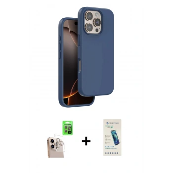 MARSİLYAN™- iPhone 16 Pro Max Kılıf Kıvılcım Çizgi Serisi - Şeffaf Pasifik Cam Ekran Koruyucu + Raze Metal Kamera Lens - NLGY