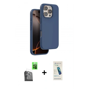 MARSİLYAN™- iPhone 16 Pro Max Kılıf Kıvılcım Çizgi Serisi - Şeffaf Pasifik Cam Ekran Koruyucu + Raze Metal Kamera Lens - SH