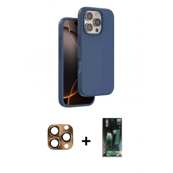 MARSİLYAN™- iPhone 16 Pro Max Kılıf Kıvılcım Çizgi Serisi - Siyah 360 Mat Full Body Arka Koruyucu + Pers Alüminyum Kamera Lens - CLTM