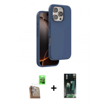 MARSİLYAN™- iPhone 16 Pro Max Kılıf Kıvılcım Çizgi Serisi - Siyah 360 Mat Full Body Arka Koruyucu + Raze Metal Kamera Lens - CLTM