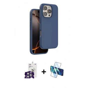 MARSİLYAN™- iPhone 16 Pro Max Kılıf Kıvılcım Çizgi Serisi - Siyah 3D Antistatik Cam Ekran Koruyucu + Bilvis Titan Kamera Lens - GS