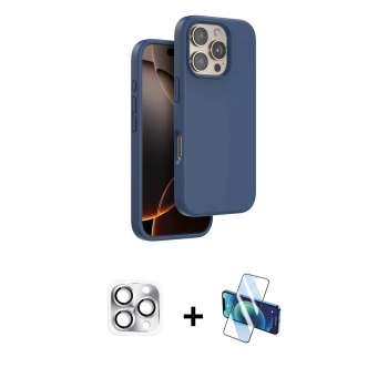 MARSİLYAN™- iPhone 16 Pro Max Kılıf Kıvılcım Çizgi Serisi - Siyah 3D Antistatik Cam Ekran Koruyucu + Pers Alüminyum Kamera Lens - GS