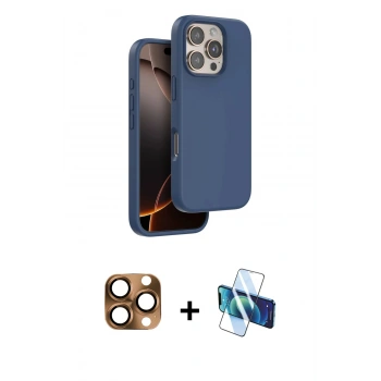 MARSİLYAN™- iPhone 16 Pro Max Kılıf Kıvılcım Çizgi Serisi - Siyah 3D Antistatik Cam Ekran Koruyucu + Pers Alüminyum Kamera Lens - CLTM