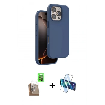 MARSİLYAN™- iPhone 16 Pro Max Kılıf Kıvılcım Çizgi Serisi - Siyah 3D Antistatik Cam Ekran Koruyucu + Raze Metal Kamera Lens - CLTM