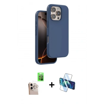 MARSİLYAN™- iPhone 16 Pro Max Kılıf Kıvılcım Çizgi Serisi - Siyah 3D Antistatik Cam Ekran Koruyucu + Raze Metal Kamera Lens - NLGY