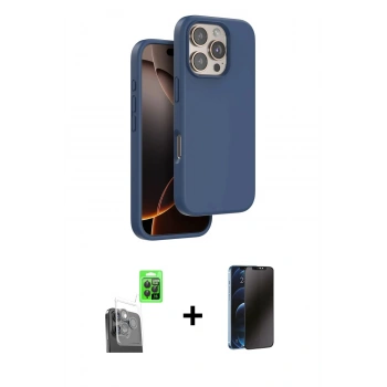 MARSİLYAN™- iPhone 16 Pro Max Kılıf Kıvılcım Çizgi Serisi - Siyah 3D Antistatik Hayalet Cam Ekran Koruyucu + Raze Metal Kamera Lens - SH