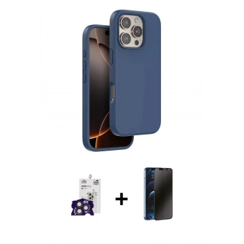 MARSİLYAN™- iPhone 16 Pro Max Kılıf Kıvılcım Çizgi Serisi - Siyah 3D Antistatik Hayalet Cam Ekran Koruyucu + Bilvis Titan Kamera Lens - TMGI