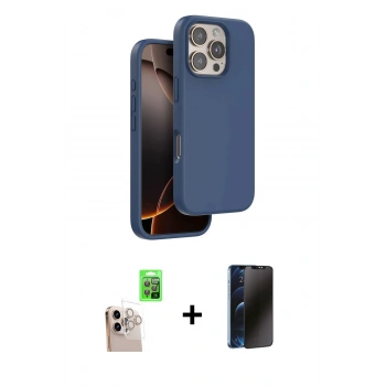 MARSİLYAN™- iPhone 16 Pro Max Kılıf Kıvılcım Çizgi Serisi - Siyah 3D Antistatik Hayalet Cam Ekran Koruyucu + Raze Metal Kamera Lens - NLGY