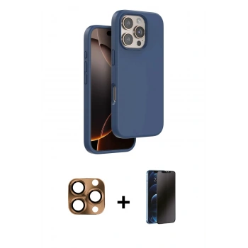 MARSİLYAN™- iPhone 16 Pro Max Kılıf Kıvılcım Çizgi Serisi - Siyah 3D Antistatik Hayalet Cam Ekran Koruyucu + Pers Alüminyum Kamera Lens - CLTM