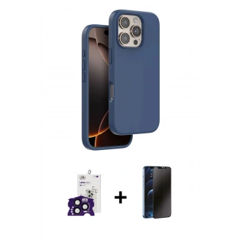 MARSİLYAN™- iPhone 16 Pro Max Kılıf Kıvılcım Çizgi Serisi - Siyah 3D Antistatik Hayalet Cam Ekran Koruyucu + Bilvis Titan Kamera Lens - SH